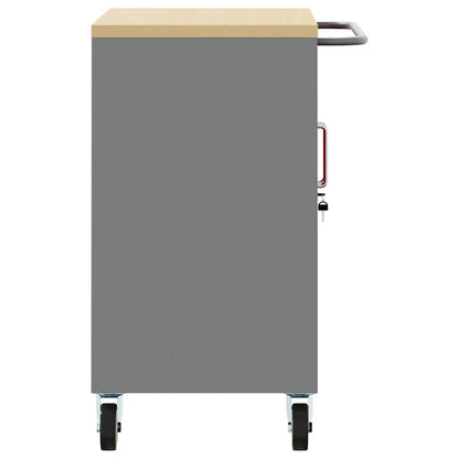 Rollbare Werkbank 75 cm – Regal oder 2 Schubladen – Rot/Grau / 1 Regal – Ansicht 6