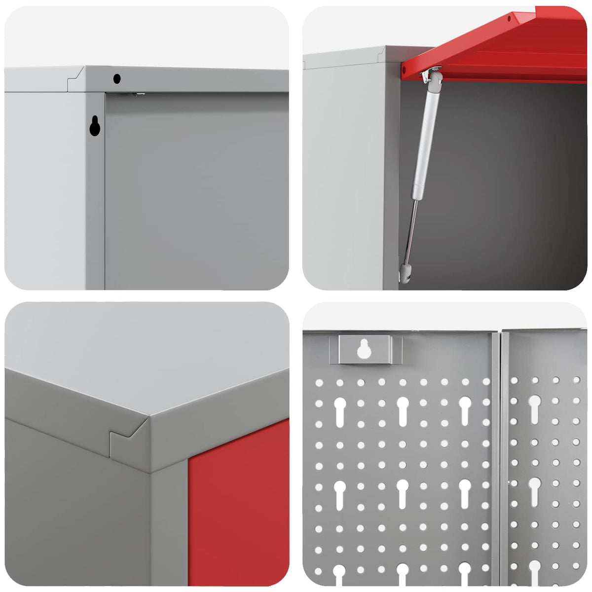 Werkstattschrank-Systeme – verschiedene Ausführungen und Farben – Rot · 100 cm · 2 Schubladen + 2 Türen – Ansicht 12