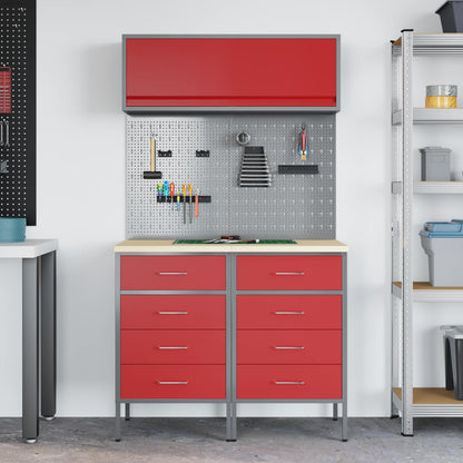 Werkstattschrank-Systeme – verschiedene Ausführungen und Farben – Rot · 100 cm · 8 Schubladen – Ansicht 4