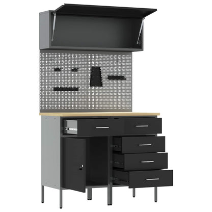 Werkstattschrank-Systeme – verschiedene Ausführungen und Farben – Schwarz · 100 cm · 5 Schubladen + 1 Tür – Ansicht 5