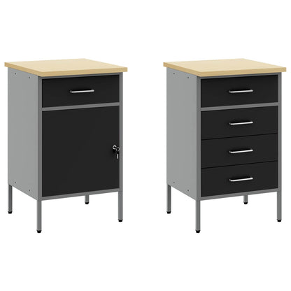 Werkstattschrank-Systeme – verschiedene Ausführungen und Farben – Schwarz · 100 cm · 5 Schubladen + 1 Tür – Ansicht 6