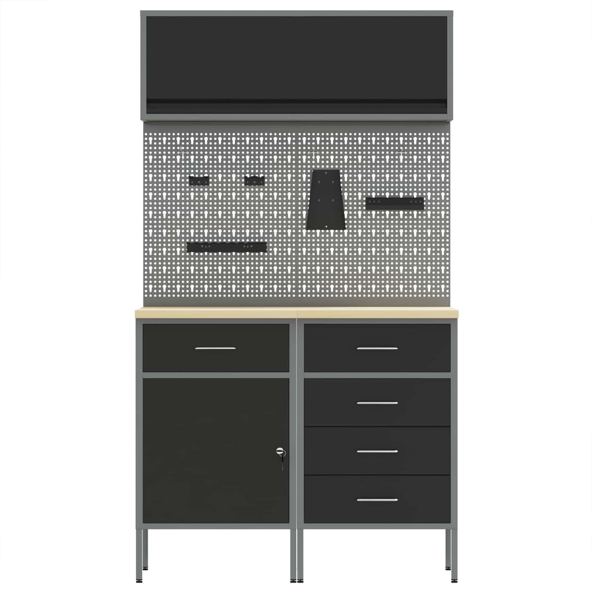 Werkstattschrank-Systeme – verschiedene Ausführungen und Farben – Schwarz · 100 cm · 5 Schubladen + 1 Tür – Ansicht 8