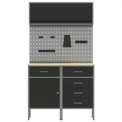 Werkstattschrank-Systeme – verschiedene Ausführungen und Farben – Schwarz · 100 cm · 5 Schubladen + 1 Tür – Ansicht 8