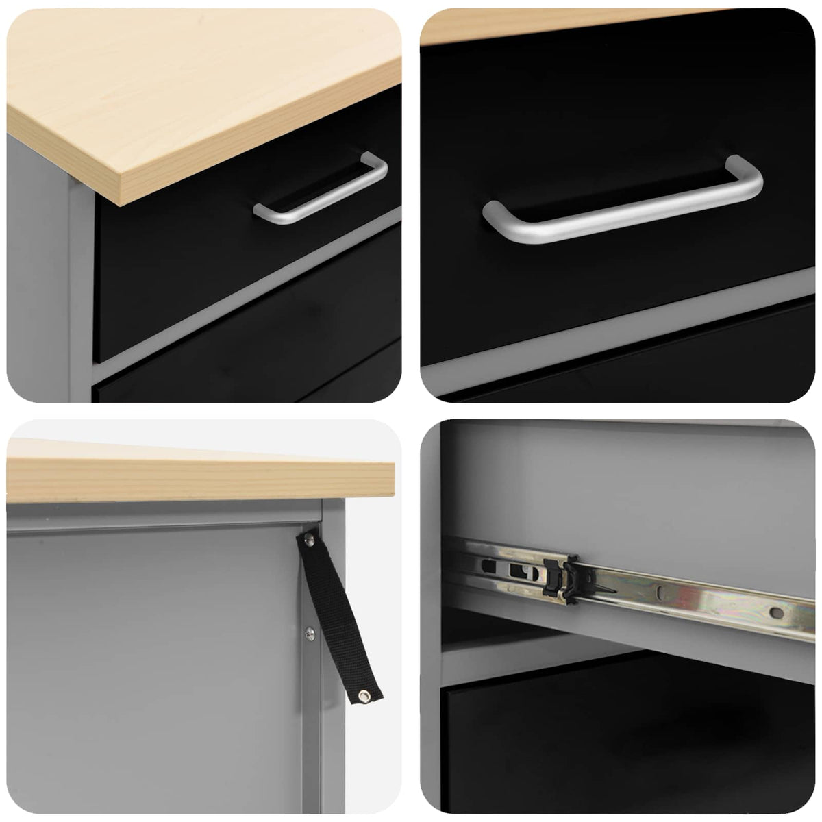 Werkstattschrank-Systeme – verschiedene Ausführungen und Farben – Schwarz · 8 Schubladen + Regal – Ansicht 12