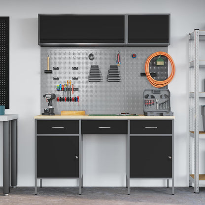 Werkstattschrank-Systeme – verschiedene Ausführungen und Farben – Schwarz · 8 Schubladen + Regal – Ansicht 4