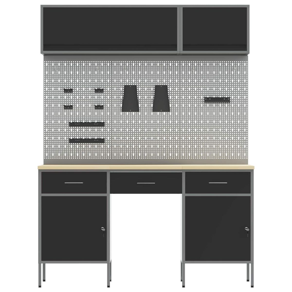 Werkstattschrank-Systeme – verschiedene Ausführungen und Farben – Schwarz · 8 Schubladen + Regal – Ansicht 8