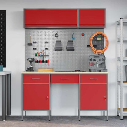 Werkstattschrank-Systeme – verschiedene Ausführungen und Farben – Rot · 8 Schubladen + Speicher – Ansicht 4