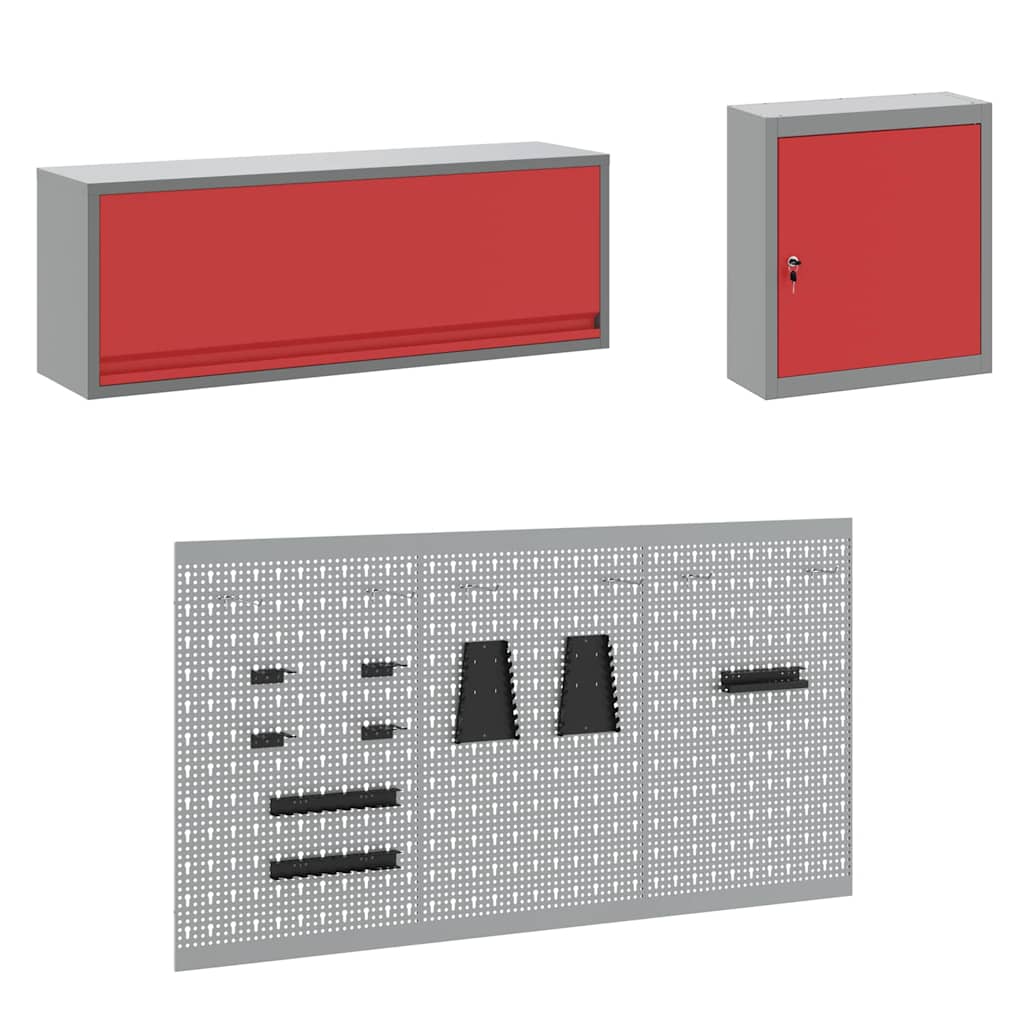 Werkstattschrank-Systeme – verschiedene Ausführungen und Farben – Rot · 8 Schubladen + Speicher – Ansicht 7