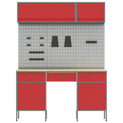 Werkstattschrank-Systeme – verschiedene Ausführungen und Farben – Rot · 8 Schubladen + Speicher – Ansicht 9