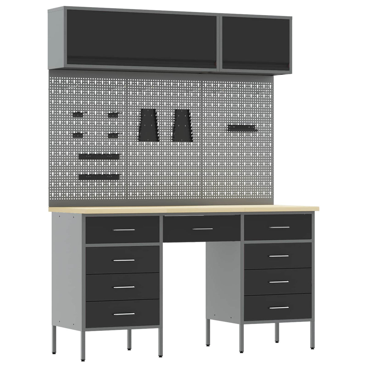 Werkstattschrank-Systeme – verschiedene Ausführungen und Farben – Schwarz · 8 Schubladen + Speicher · Variante B – Ansicht 2