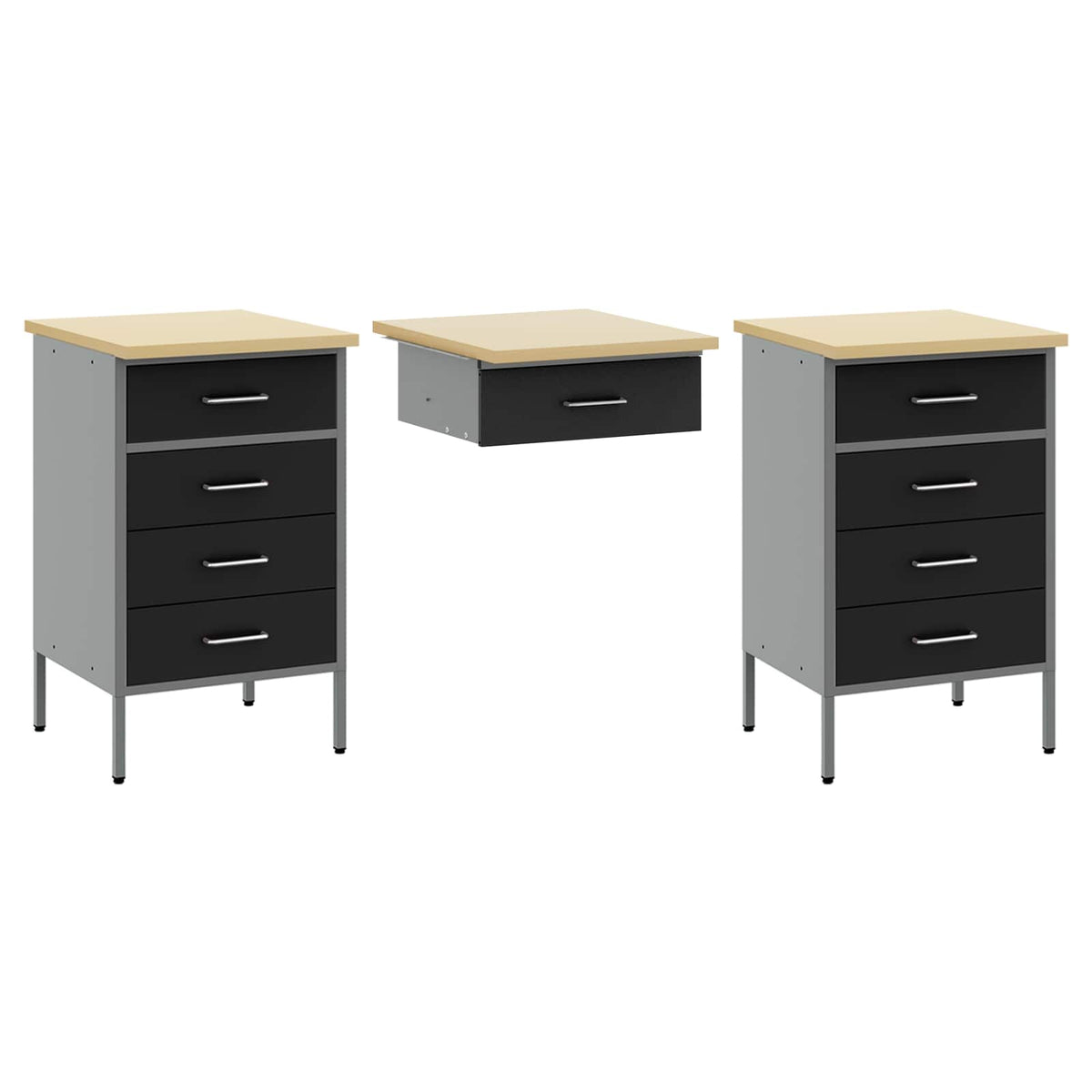 Werkstattschrank-Systeme – verschiedene Ausführungen und Farben – Schwarz · 8 Schubladen + Speicher · Variante B – Ansicht 6
