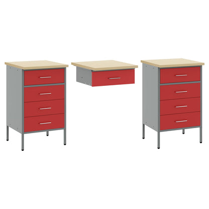 Werkstattschrank-Systeme – verschiedene Ausführungen und Farben – Rot · 8 Schubladen + Speicher · Variante B – Ansicht 6