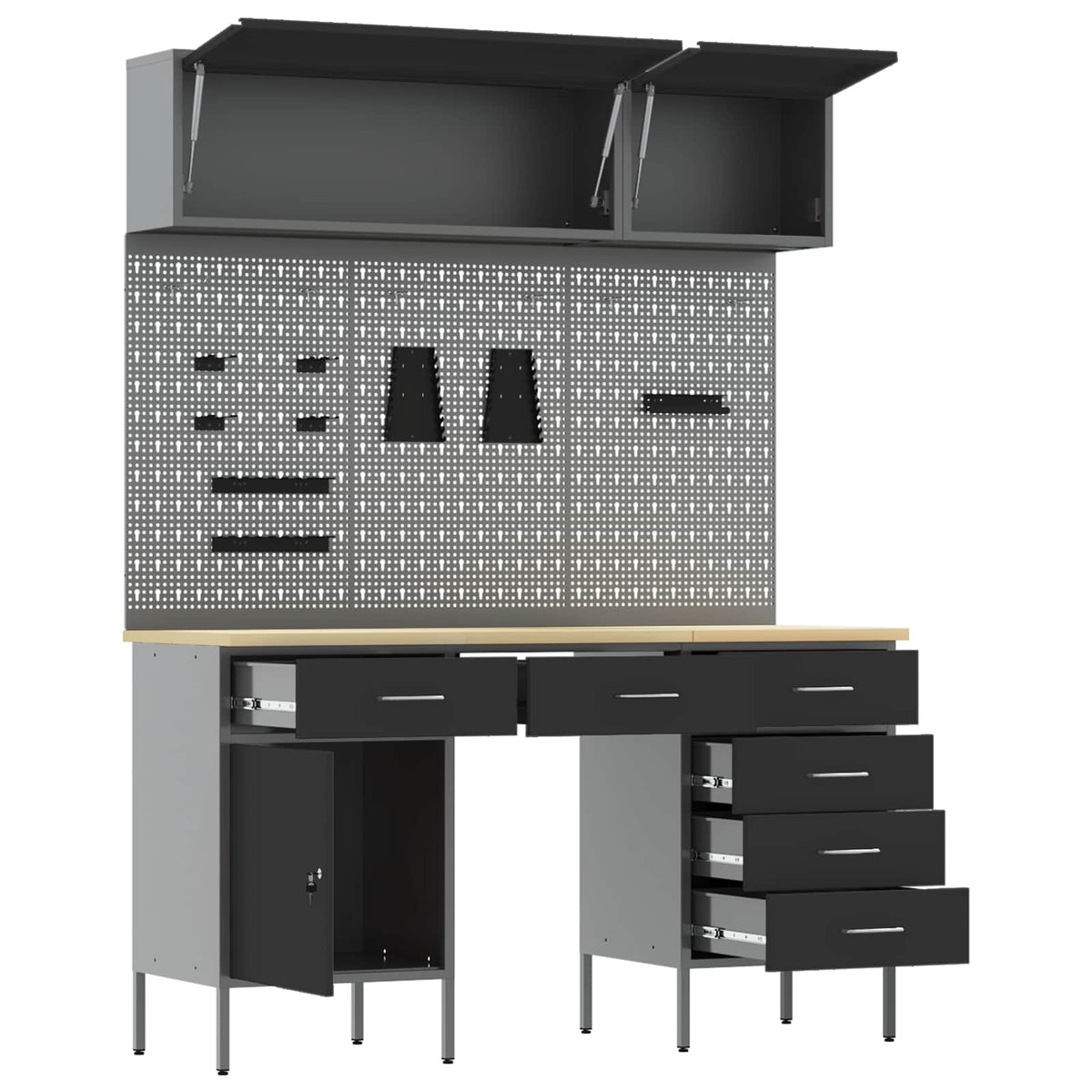 Werkstattschrank-Systeme – verschiedene Ausführungen und Farben – Schwarz · 8 Schubladen + Speicher · Variante C – Ansicht 5