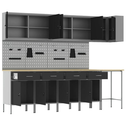 Werkstattschrank-Systeme – verschiedene Ausführungen und Farben – Schwarz · 12 Schubladen + 2 Türen – Ansicht 5