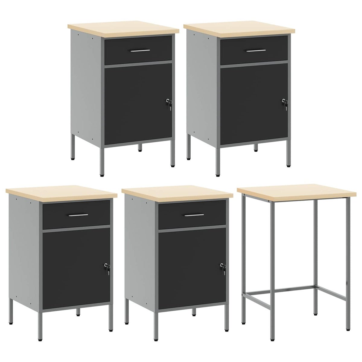 Werkstattschrank-Systeme – verschiedene Ausführungen und Farben – Schwarz · 12 Schubladen + 2 Türen – Ansicht 7
