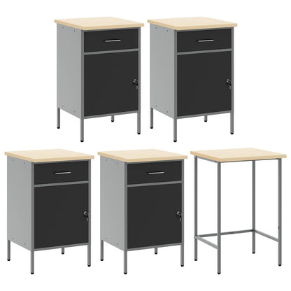 Werkstattschrank-Systeme – verschiedene Ausführungen und Farben – Schwarz · 12 Schubladen + 2 Türen – Ansicht 7