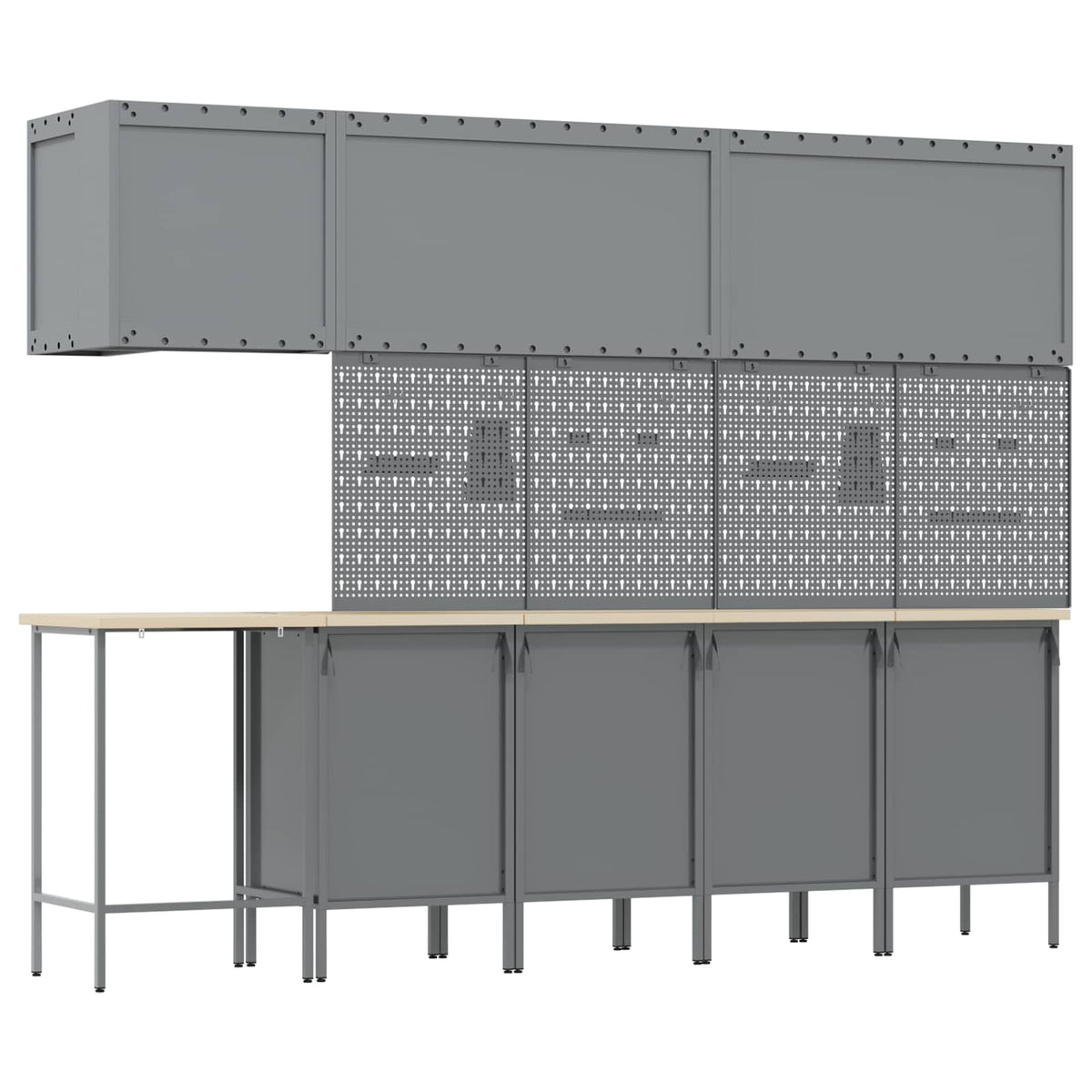 Werkstattschrank-Systeme – verschiedene Ausführungen und Farben – Rot · 12 Schubladen + 2 Türen + Regal – Ansicht 10