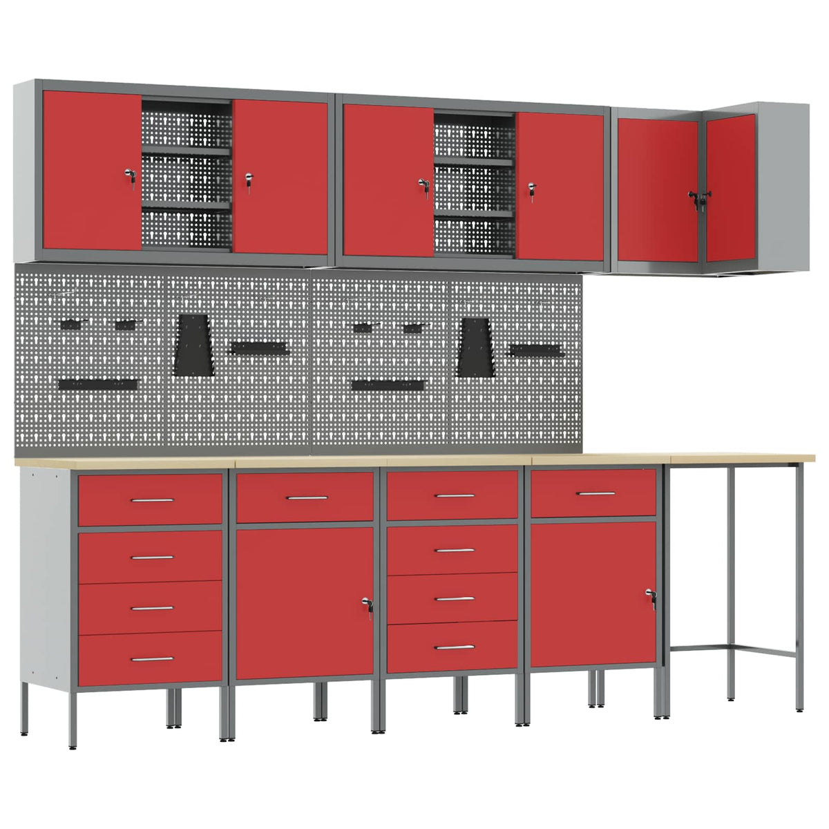Werkstattschrank-Systeme – verschiedene Ausführungen und Farben – Schwarz · 12 Schubladen + 2 Türen · Variante B – Ansicht 2