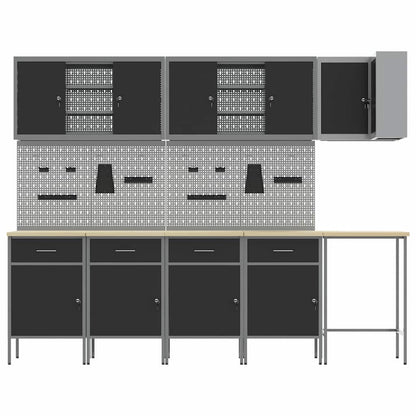 Werkstattschrank-Systeme – verschiedene Ausführungen und Farben – Schwarz · 12 Schubladen + 2 Türen · Variante B – Ansicht 8