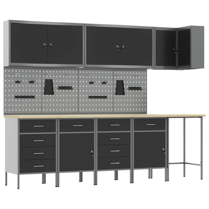 Werkstattschrank-Systeme – verschiedene Ausführungen und Farben – Schwarz · 12 Schubladen + 2 Türen · Variante C – Ansicht 2