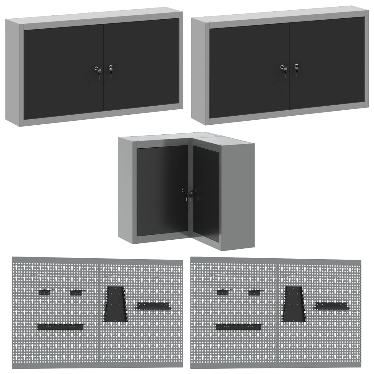 Werkstattschrank-Systeme – verschiedene Ausführungen und Farben – Schwarz · 12 Schubladen + 2 Türen · Variante C – Ansicht 6