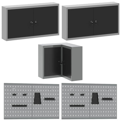 Werkstattschrank-Systeme – verschiedene Ausführungen und Farben – Schwarz · 12 Schubladen + 2 Türen · Variante C – Ansicht 6