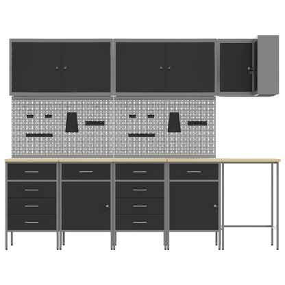 Werkstattschrank-Systeme – verschiedene Ausführungen und Farben – Schwarz · 12 Schubladen + 2 Türen · Variante C – Ansicht 8