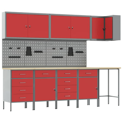 Werkstattschrank-Systeme – verschiedene Ausführungen und Farben – Rot · 12 Schubladen + Regal · Variante C – Ansicht 2