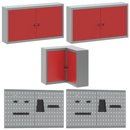 Werkstattschrank-Systeme – verschiedene Ausführungen und Farben – Rot · 12 Schubladen + Regal · Variante C – Ansicht 6