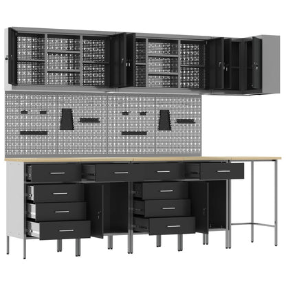 Werkstattschrank-Systeme – verschiedene Ausführungen und Farben – Schwarz · 12 Schubladen + 2 Türen · Variante D – Ansicht 5