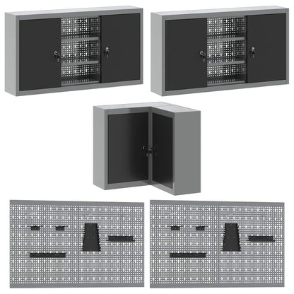 Werkstattschrank-Systeme – verschiedene Ausführungen und Farben – Schwarz · 12 Schubladen + 2 Türen · Variante D – Ansicht 6