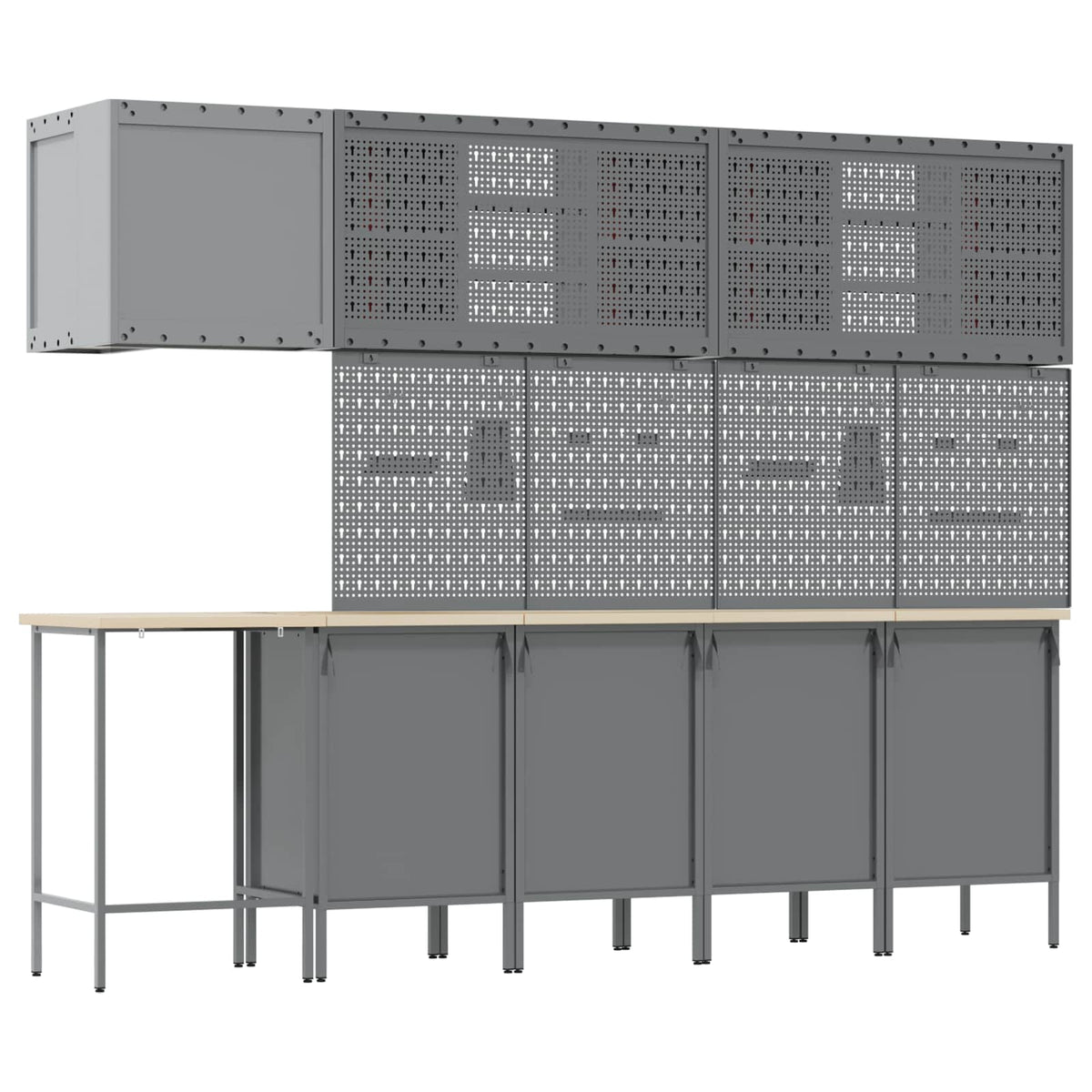 Werkstattschrank-Systeme – verschiedene Ausführungen und Farben – Schwarz · 12 Schubladen + 2 Türen · Variante D – Ansicht 10