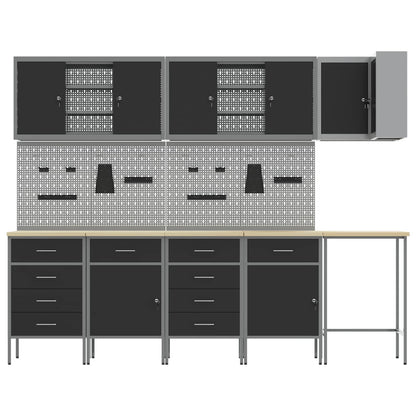 Werkstattschrank-Systeme – verschiedene Ausführungen und Farben – Schwarz · 12 Schubladen + 2 Türen · Variante D – Ansicht 8