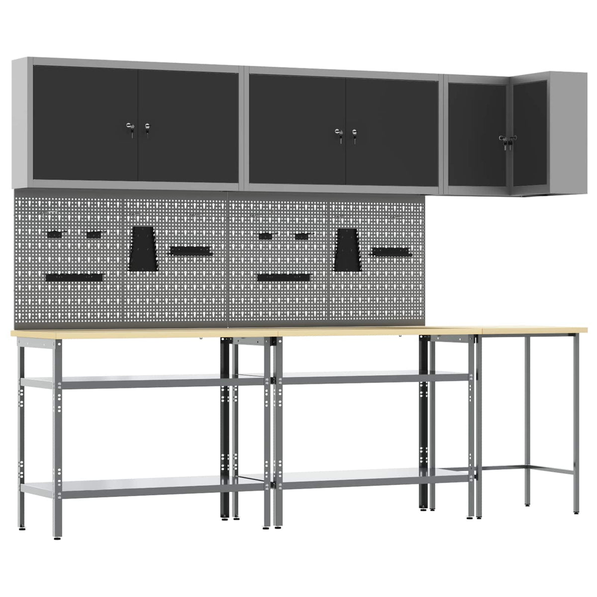 Werkstattschrank-Systeme – verschiedene Ausführungen und Farben – Schwarz · 10 Regale – Ansicht 3