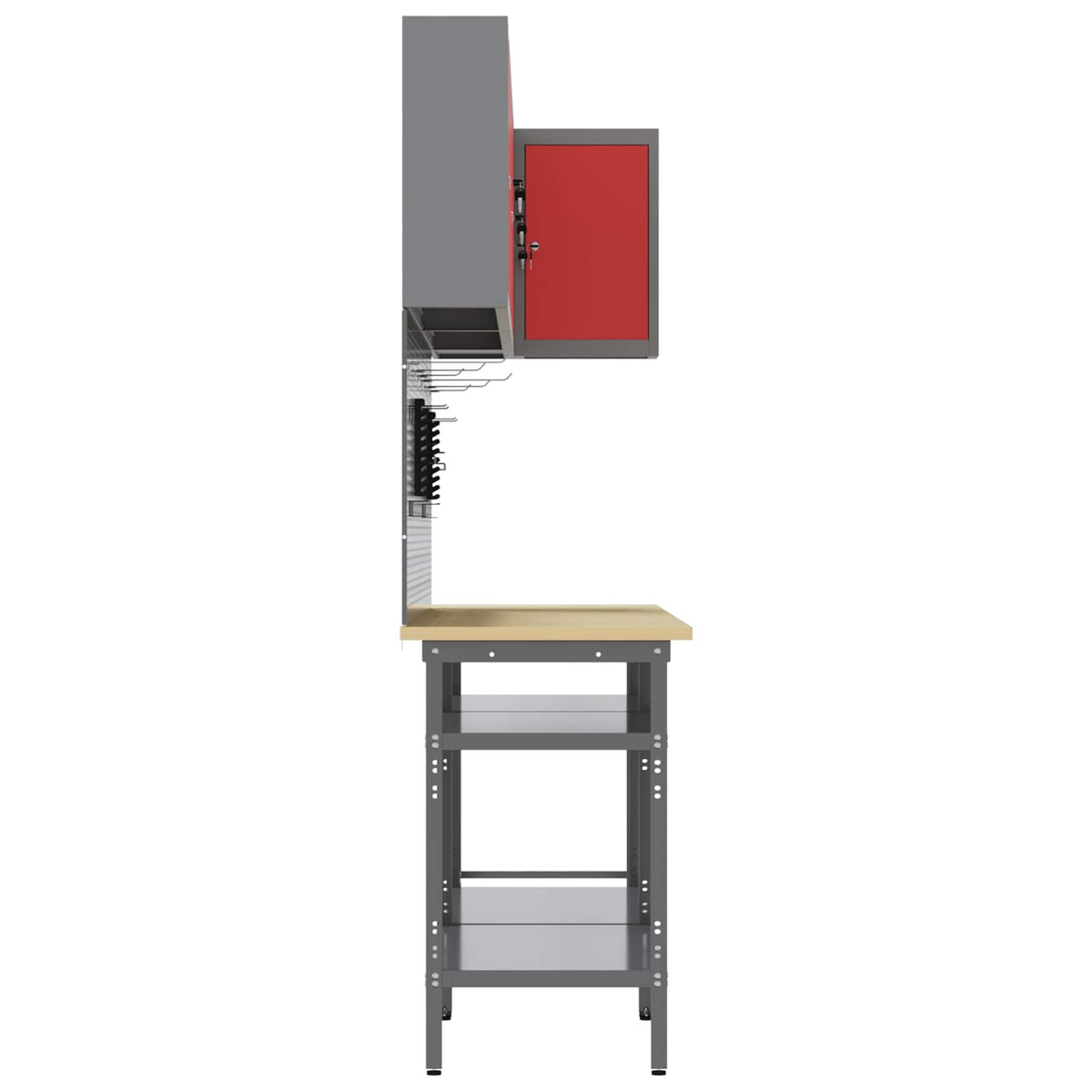Werkstattschrank-Systeme – verschiedene Ausführungen und Farben – Rot · 10 Regale mit Speicher – Ansicht 6