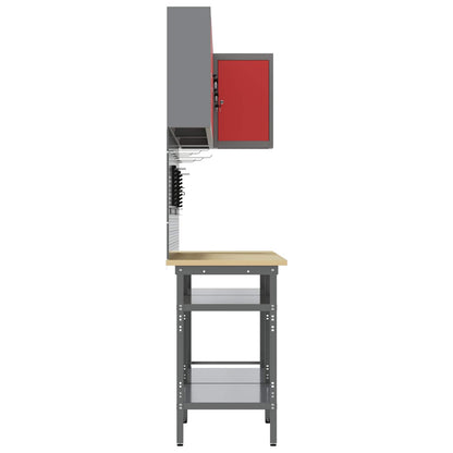 Werkstattschrank-Systeme – verschiedene Ausführungen und Farben – Rot · 10 Regale mit Speicher – Ansicht 6