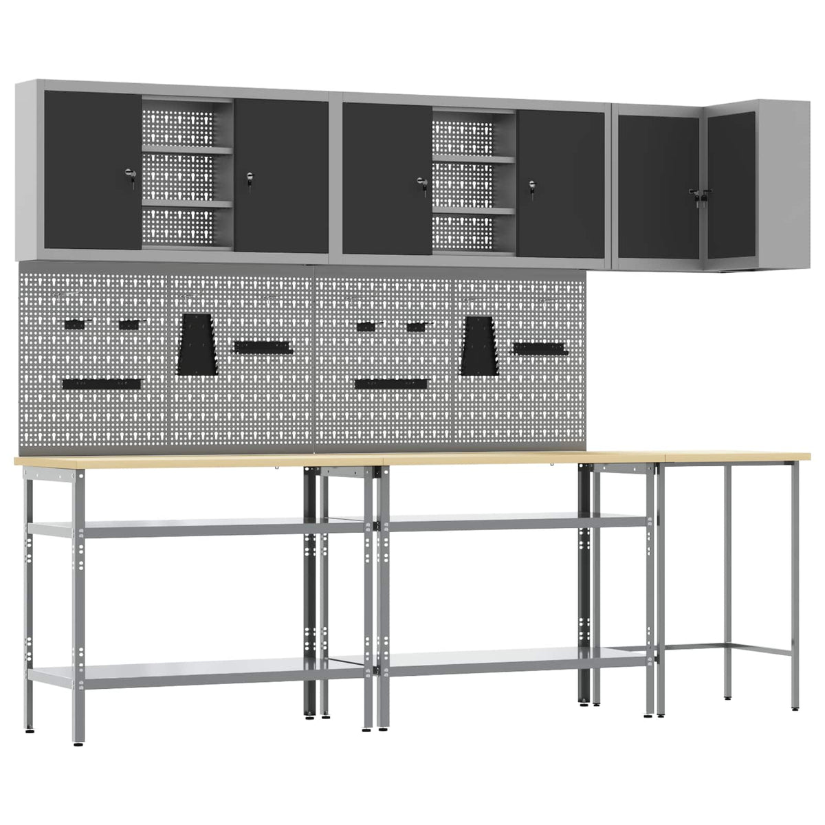 Werkstattschrank-Systeme – verschiedene Ausführungen und Farben – Schwarz · 10 Regale · Variante B – Ansicht 1