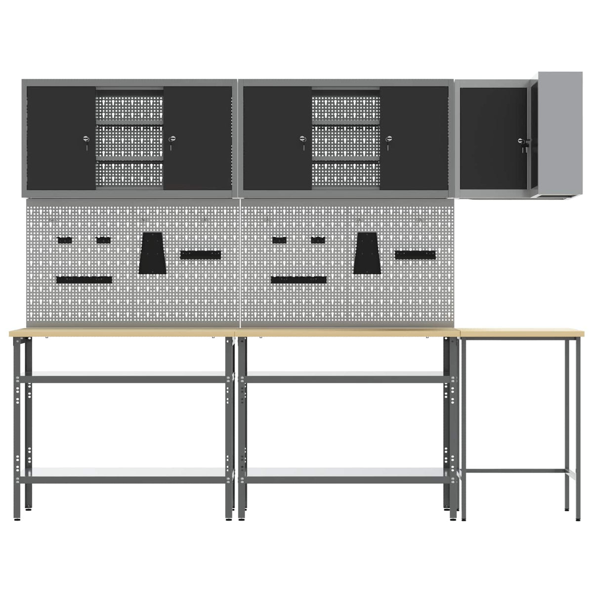 Werkstattschrank-Systeme – verschiedene Ausführungen und Farben – Schwarz · 10 Regale · Variante B – Ansicht 5