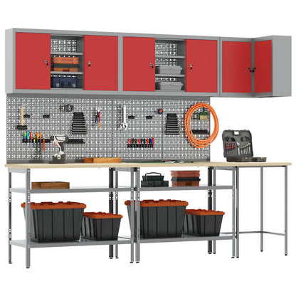 Werkstattschrank-Systeme – verschiedene Ausführungen und Farben – Rot · 10 Regale mit Speicher · Variante B – Ansicht 2