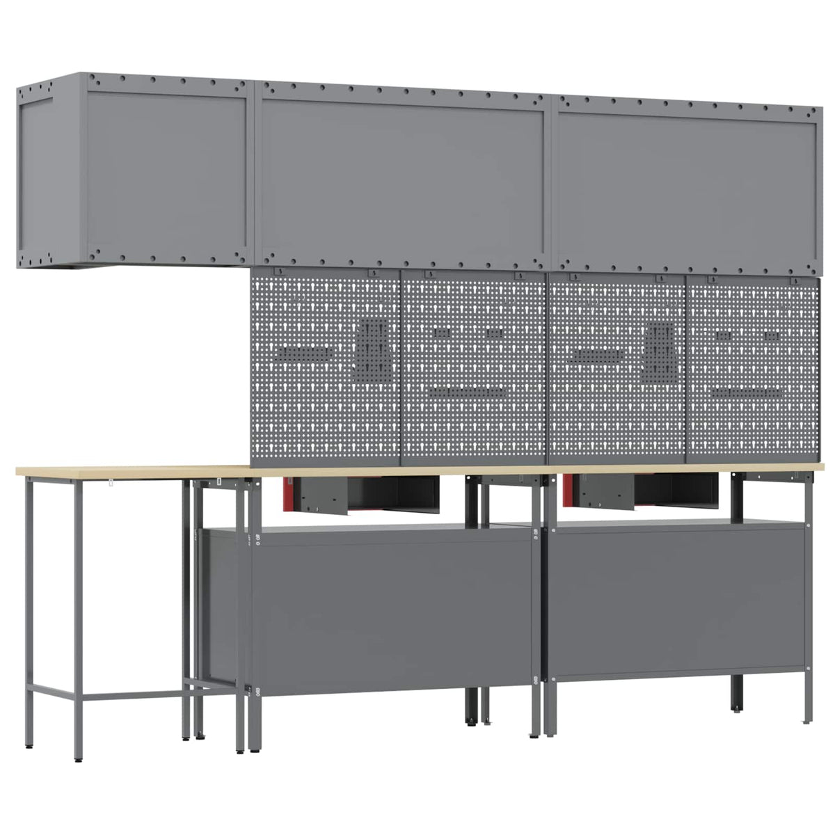 Werkstattschrank-Systeme – verschiedene Ausführungen und Farben – Rot · 10 Schubladen + Regal – Ansicht 7