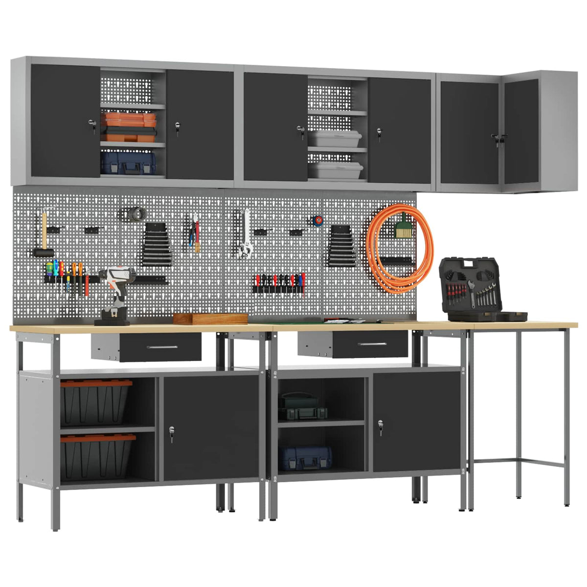 Werkstattschrank-Systeme – verschiedene Ausführungen und Farben – Schwarz · 10 Schubladen · Variante B – Ansicht 3