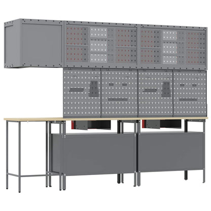 Werkstattschrank-Systeme – verschiedene Ausführungen und Farben – Rot · 10 Schubladen + Regal · Variante B – Ansicht 8