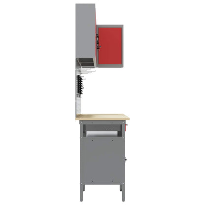 Werkstattschrank-Systeme – verschiedene Ausführungen und Farben – Rot · 10 Schubladen + Regal · Variante B – Ansicht 6