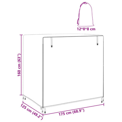 Hollywoodschaukel-Abdeckung Schwarz 175 x 125 x 180 cm
