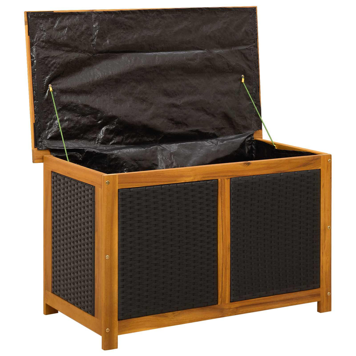 Gartenlagerboxen aus Akazienholz – verschiedene Größen und Farben – Schwarz · 90 cm – Ansicht 3