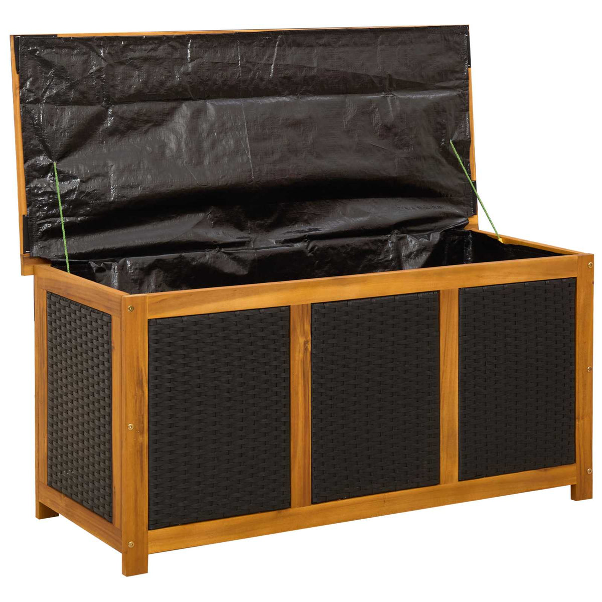Gartenlagerboxen aus Akazienholz – verschiedene Größen und Farben – Schwarz · 113 cm – Ansicht 3