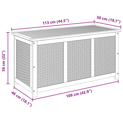 Gartenlagerbox 185 L Massivholz Akazie 113 x 50 x 56 cm Schwarz