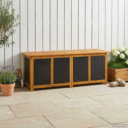 Gartenlagerboxen aus Akazienholz – verschiedene Größen und Farben – Schwarz · 150 cm – Ansicht 1