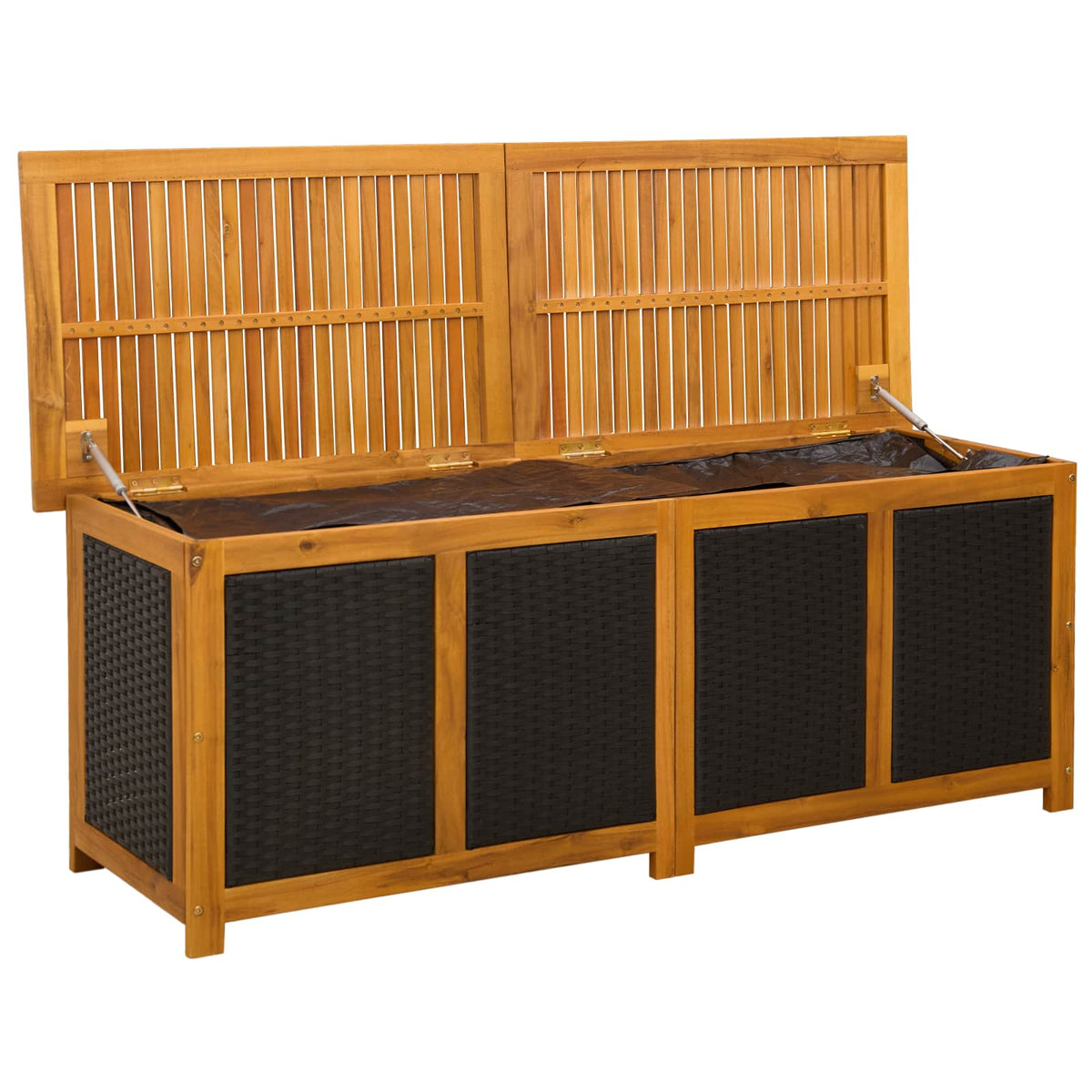 Gartenlagerboxen aus Akazienholz – verschiedene Größen und Farben – Schwarz · 150 cm – Ansicht 3
