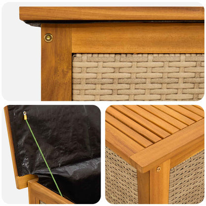 Gartenlagerboxen aus Akazienholz – verschiedene Größen und Farben – Beige · 90 cm – Ansicht 8